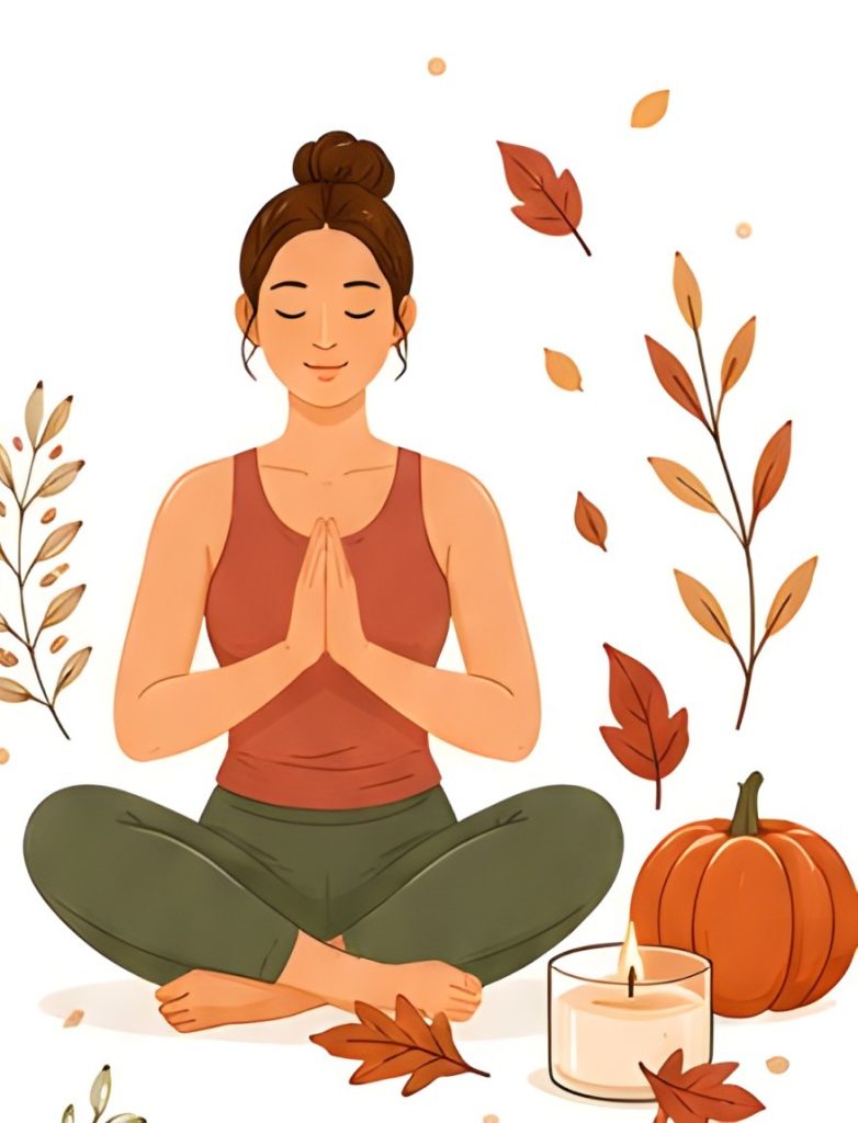 Illustration d’une pratique de yoga en automne